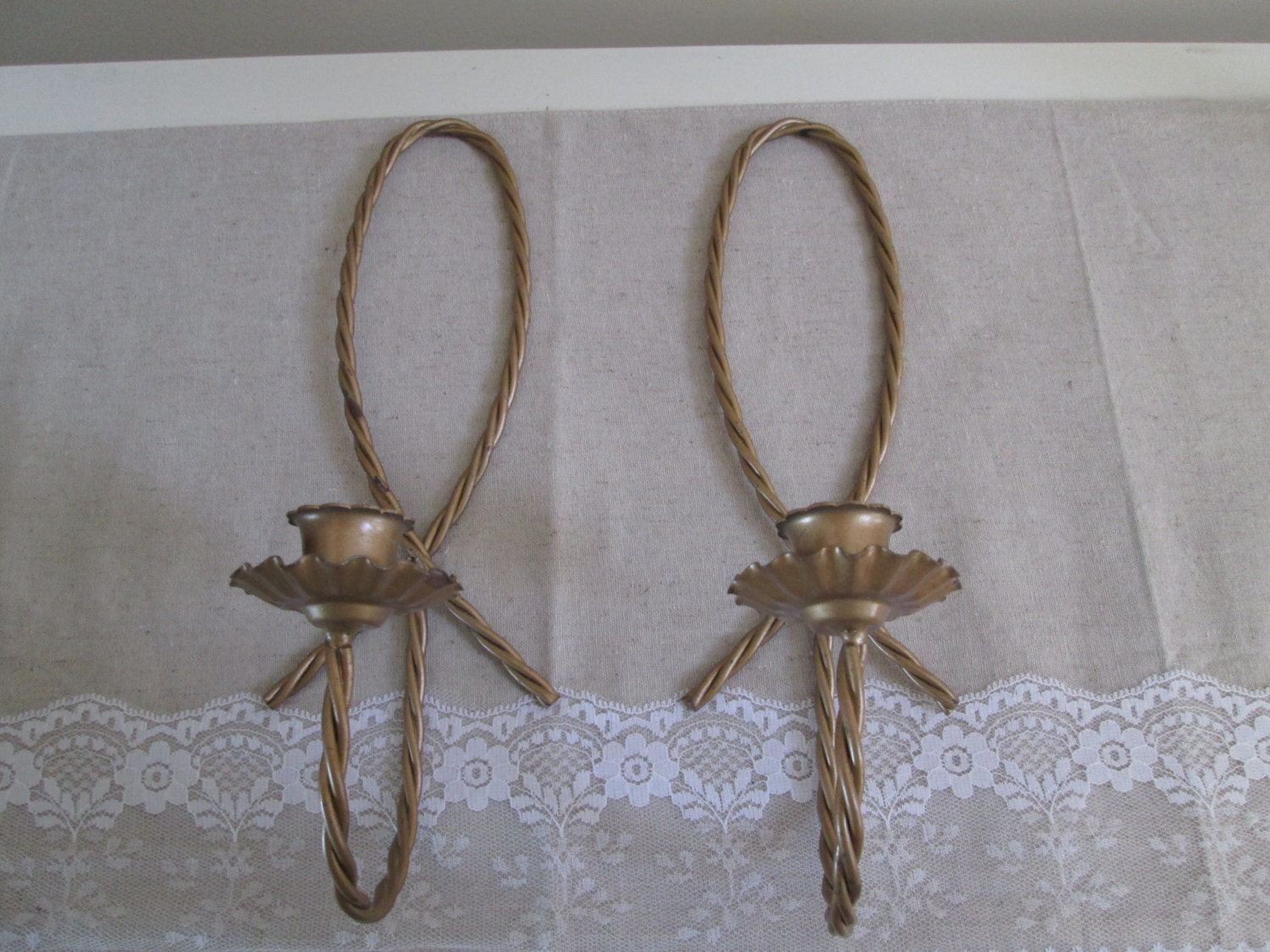 Metal wall sconces vintage gold taper candle holders vintage
