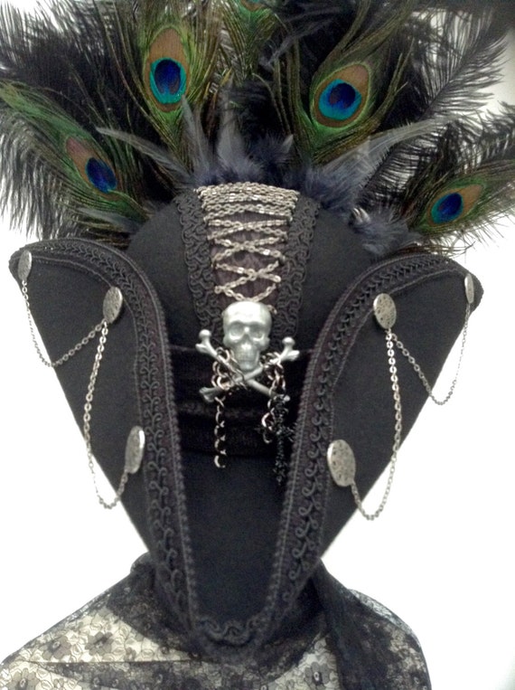Gothic Steampunk gunmetal corset costume triorn black hat by Blackpin steampunk buy now online