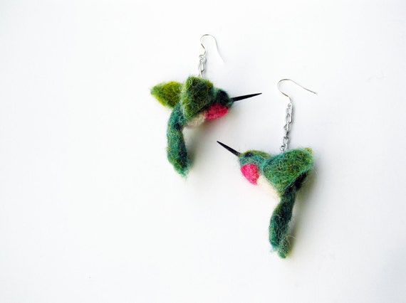 hummingbird earrings needle felted hummingbird eco by hummingbird earrings needle felted hummingbird eco by