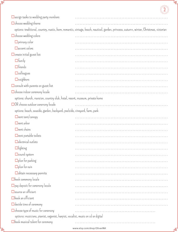 12 month wedding checklist 17 pages wedding planner by oliverink