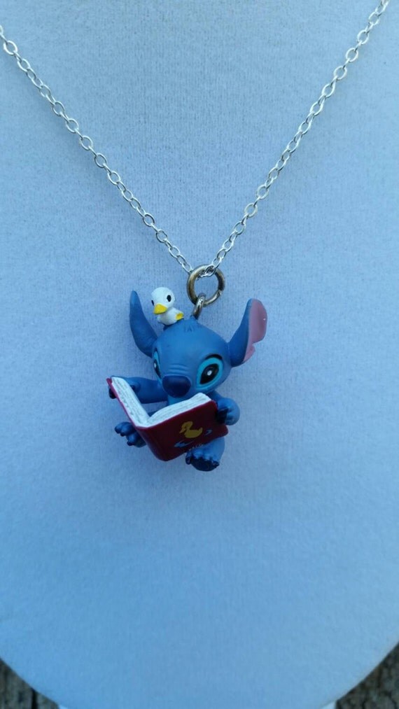 Stitch Necklace Bookworm Stitch Disney Jewelry Silver