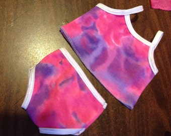 American Girl Doll Pink Tie Dye Print Camisole & Panty Panties Underwear Undies Fits American Girl Doll Clothes 18" Battat