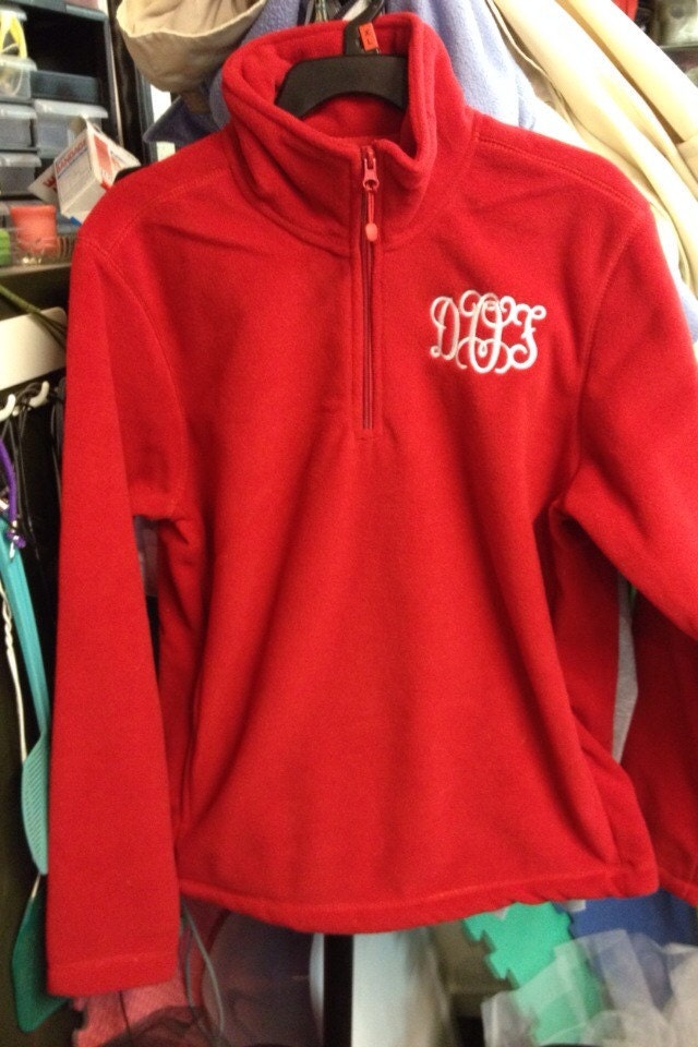 Adult quarter zip fleece pullover jacket red