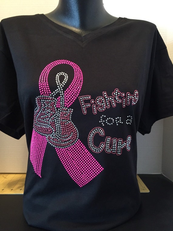 Fighting for a Cure Bling Shirt Breast by flashyexpressions