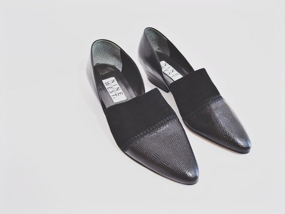 nine west black flats pointed toe