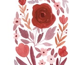 Marsala Pantone Color of the Year 8x10 Floral Print - INSTANT DOWNLOAD