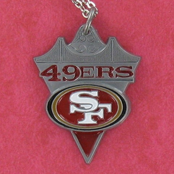 SAN FRANCISCO 49ers Necklace Pewter Team Logo Pendant on a