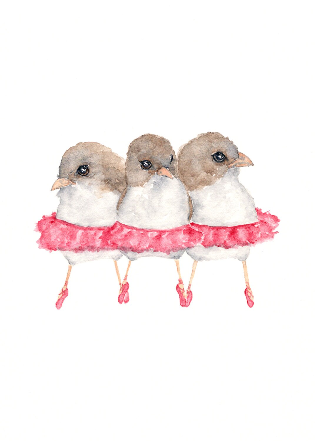 Watercolor Nursery Painting Ballerina Art Birds Watercolor Birds Ballerina Print Baby Room Art Zoom