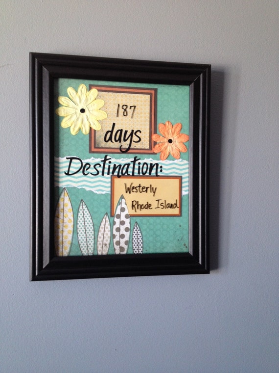 Dry Erase Vacation Countdown Framed Dry Erase Board Beach
