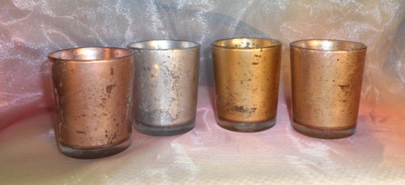 Rose Gold Silver Mercury Votive Candle Holders / parties