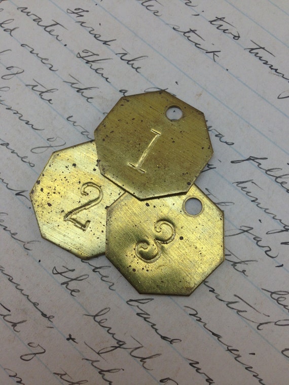 Vintage brass Hotel room key tag Custom hand by aVintageParcel