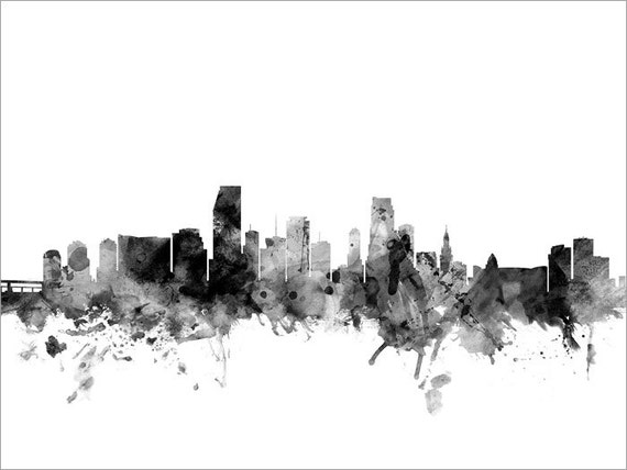 Miami Skyline Miami Florida Cityscape Art Print 1819 By Artpause