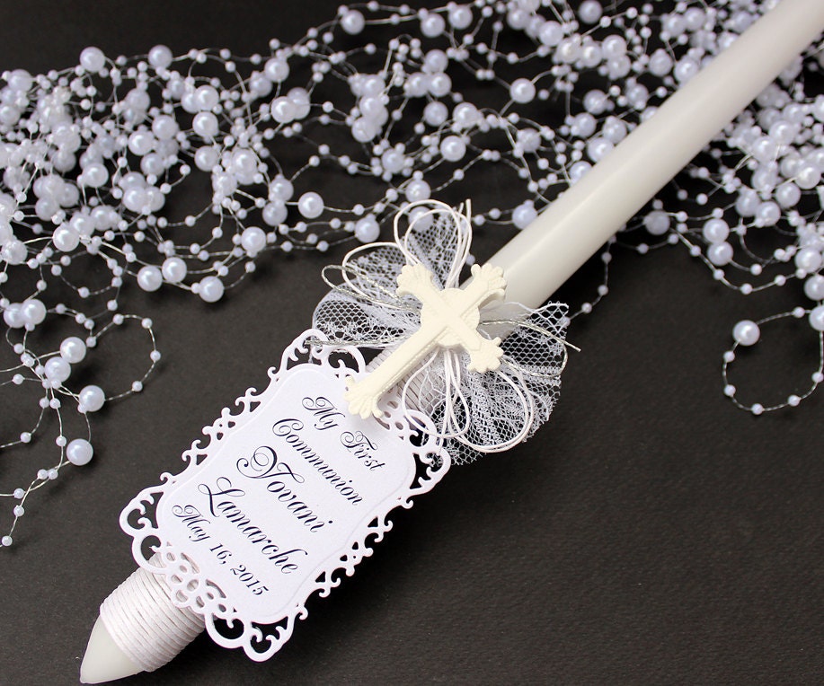 Personalized BAPTISM Candle First Holy Communion Candle