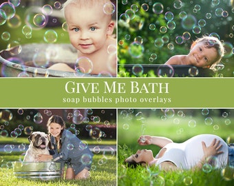 Bubbles photo overlays "Give Me Bath", dreamy soap bubbles for Photoshop, summer overlays for Photography