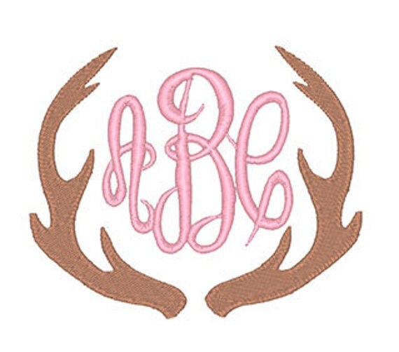 Antler Monogram Frame Embroidery Design Instant Download