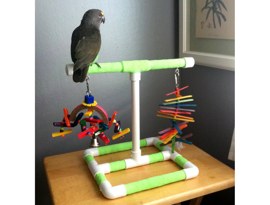 Small Tabletop & Cagetop PVC Play Stand for by FeatheredFunn