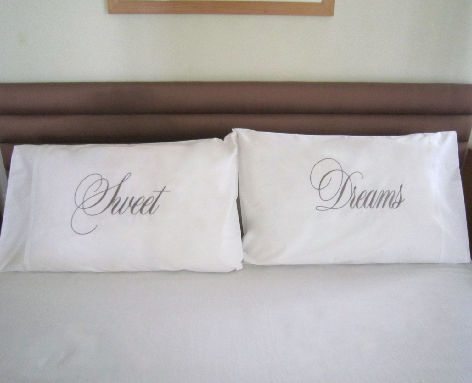 Sweet Dreams pillow cases embroidered pillow case 2pcs set