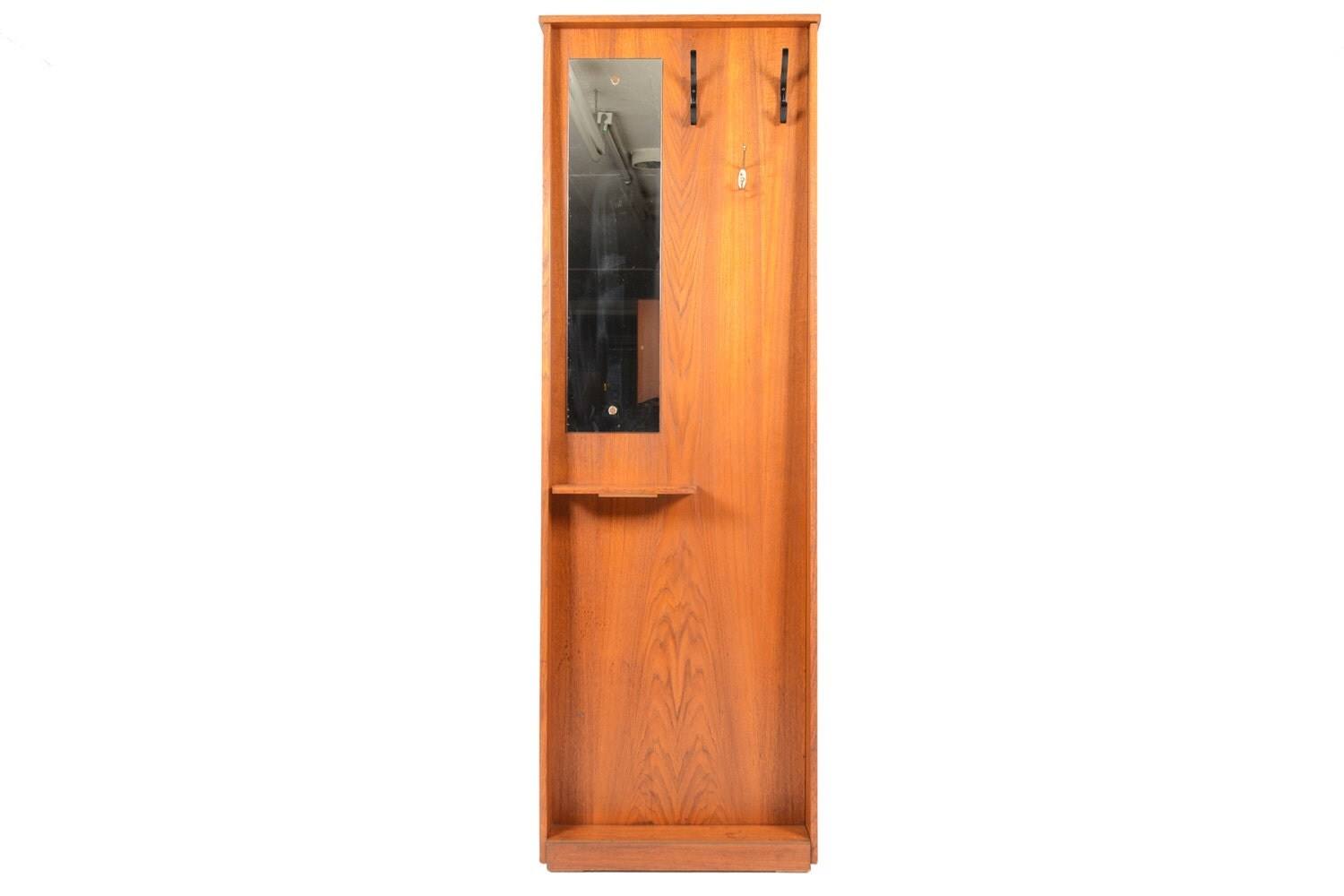 English Modern Mid Century Teak Entry Way Hall Tree with Storage