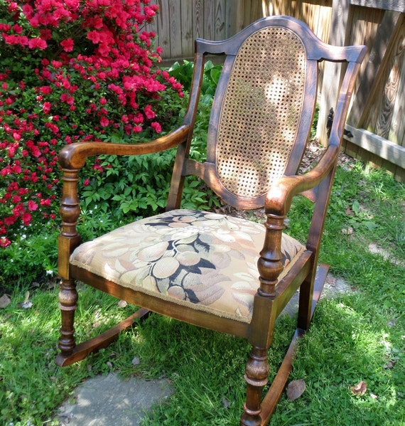 Graceful Antique Rocking Chair / Cane Back / by OwlInAnIvyBush