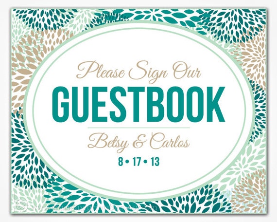 Wedding Guest Book Sign - PRINTABLE DIY Digital File - Custom Color Personalized Please Sign Our Guestbook - Floral Collection Il_570xn