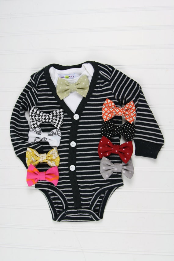 Baby Boy Cardigan Black Striped Bow Tie Bodysuit Striped
