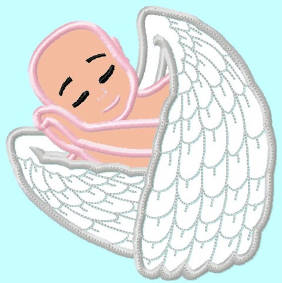 Items similar to Baby Angel Wing wrapped APPLIQUE Embroidery Design 4