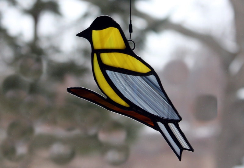 Goldfinch Stained Glass Suncatcher Bird Sun Catcher By Berlinglass 9358