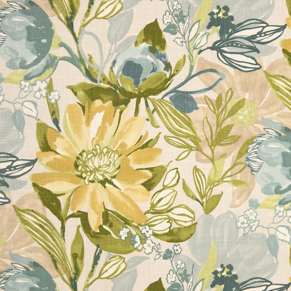 Aqua Yellow Sage Green Woven Heavyweight Upholstery Fabric for