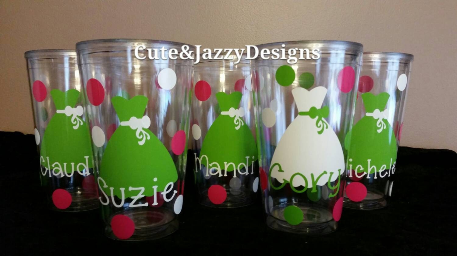 Personalized Wedding Set of 5 16 oz Acrylic BPA Free