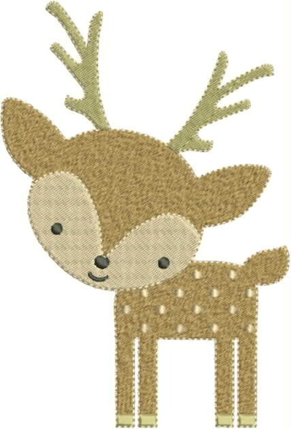 Cute Little Deer Machine Embroidery Design 4x4 5x7 Bernina