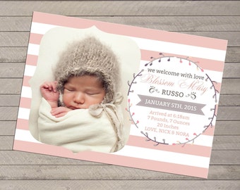 Print-yourself Photo Birth Announcement - For Baby Boy or Girl