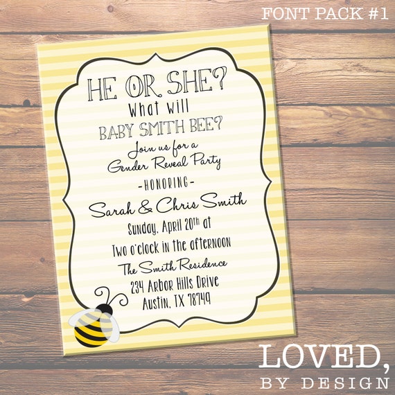 CUSTOM DIGITAL FILE Bee Themed Gender Reveal invitation