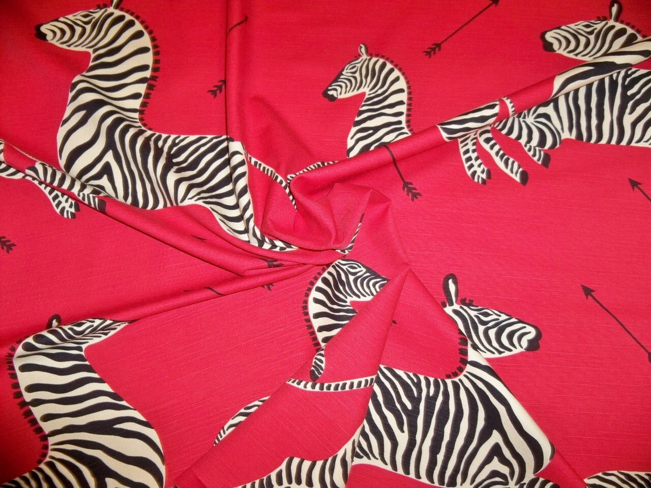 SCALAMANDRE ZEBRAS TOILE Fabric 10 yards Masai Red