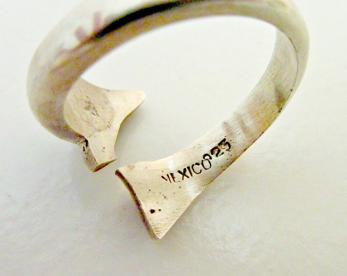 Sterling Cuff Ring - Silver Dolphin - Mexico Signed