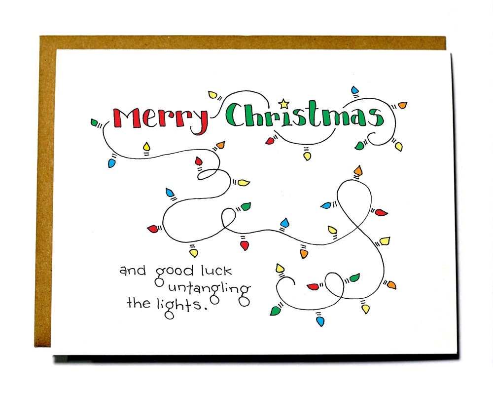 Funny Christmas card tangled lights
