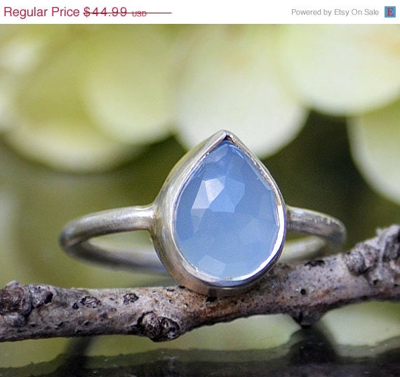 ON SALE Faceted Natural Blue Chalcedony by DaniqueJewelry