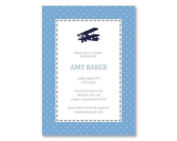 Airplane Baby Shower or Birthday Invitation (Airplane Party, Airplane Invitation, It's A Boy, Flying, Vintage Airplane) Il_570xn