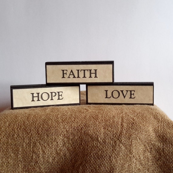 christian gift Faith Hope Love spiritual by RaggedyRee on Etsy