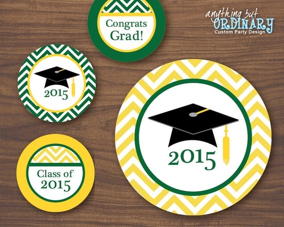 Green and Gold Graduation Party Circles for by ABOcustomDesign