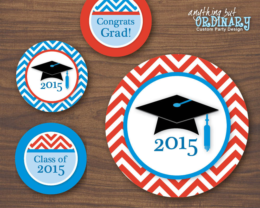 Red White and Blue Graduation Party Circles for Centerpieces