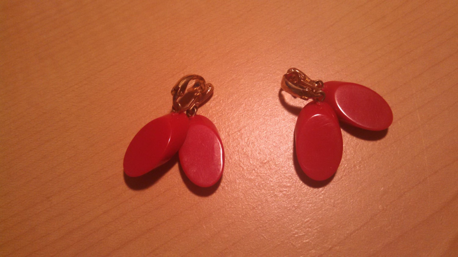 Vintage Trifari Red Clip Earrings