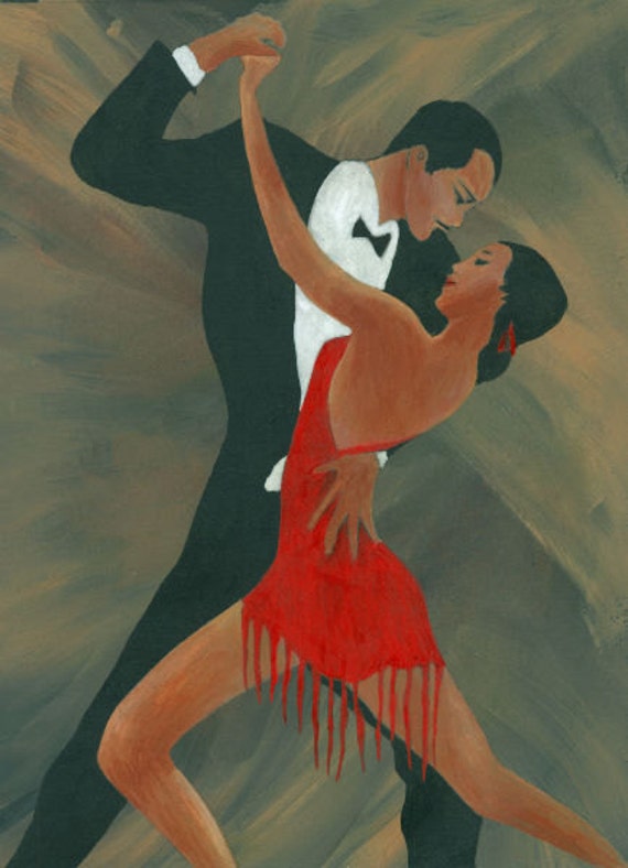 Tango Latin Dance Art Lady in Red 1