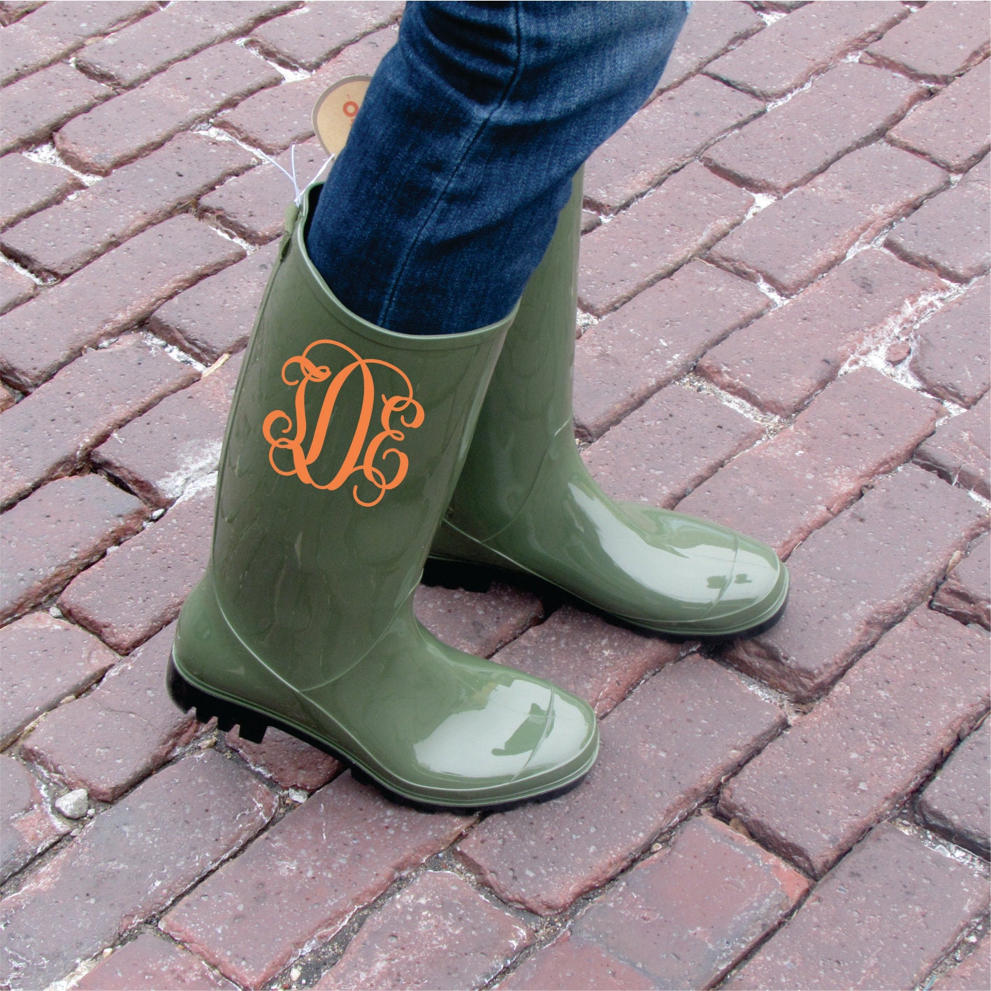 olive green rain boots