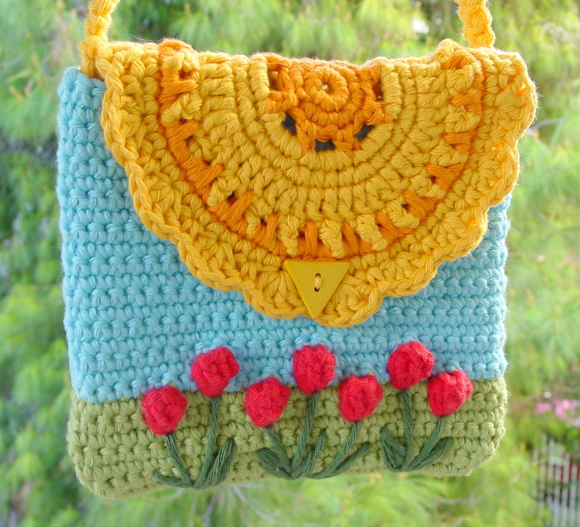 Crochet bag pattern flower purse PDF pattern girls' by SpringFresh