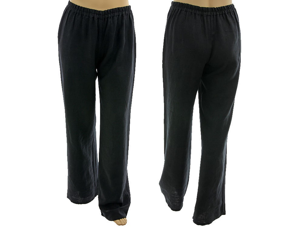 A long casual linen pants in black for tall women by classydress