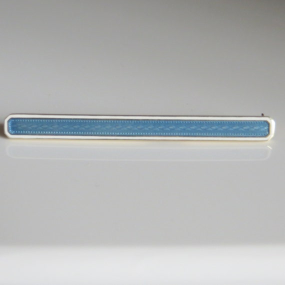c1920 Art Deco 14K Gold Guilloche Enamel Bar Pin Brooch