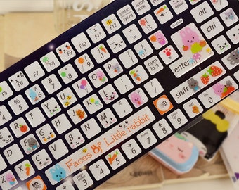 Map Of The World Keyboard Sticker For Windows 1 Sheet Luminous 3D Epoxy Keyboard Sticker - Keyboard Decals - Sticker - Little Rabbit Style