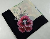 Vintage Handkerchief, Navy Blue with Pink and Blue Flowers Crafting, Sewing, Framing, Quilting, Great Gift Idea, Quilting Y38 Vintage Handkerchief, Navy Blue with Pink and Blue Flowers Crafting, Sewing, Framing, Quilting, Great Gift Idea, Quilting Y38