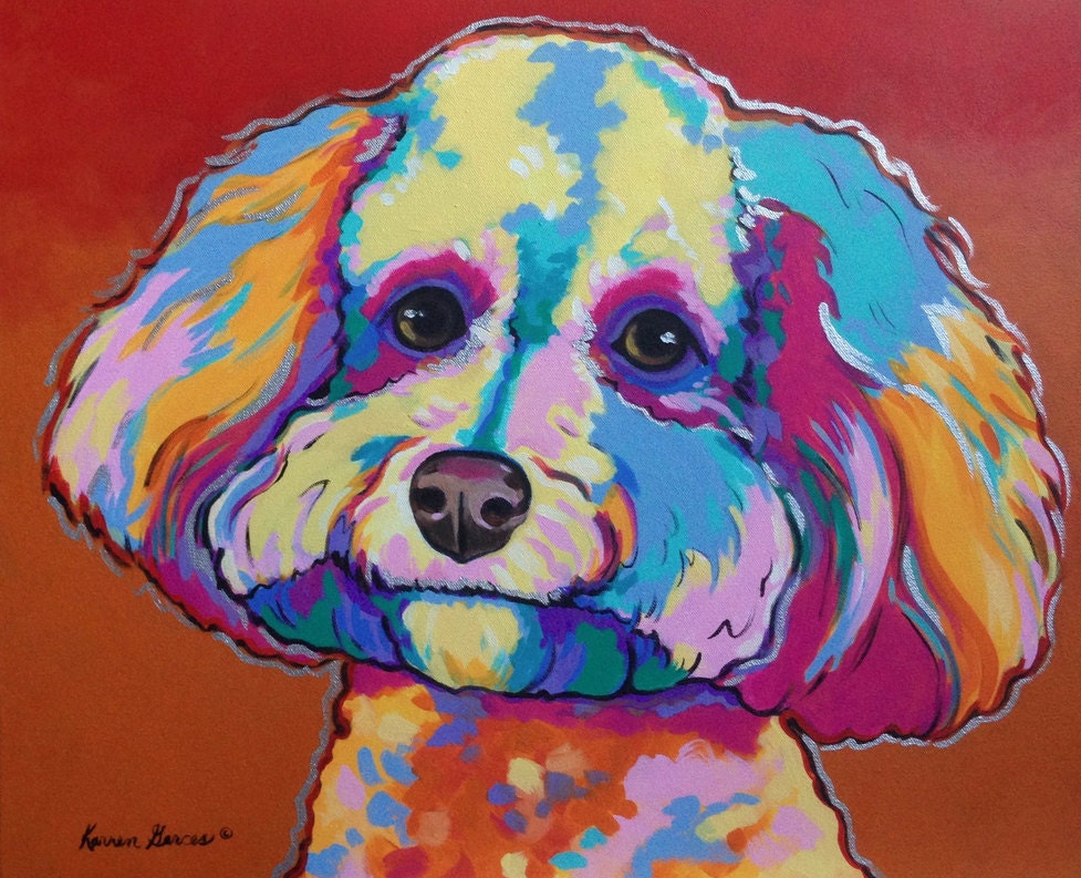 Miniature Poodle Pop Art Painting Curly Dog Modern Dog