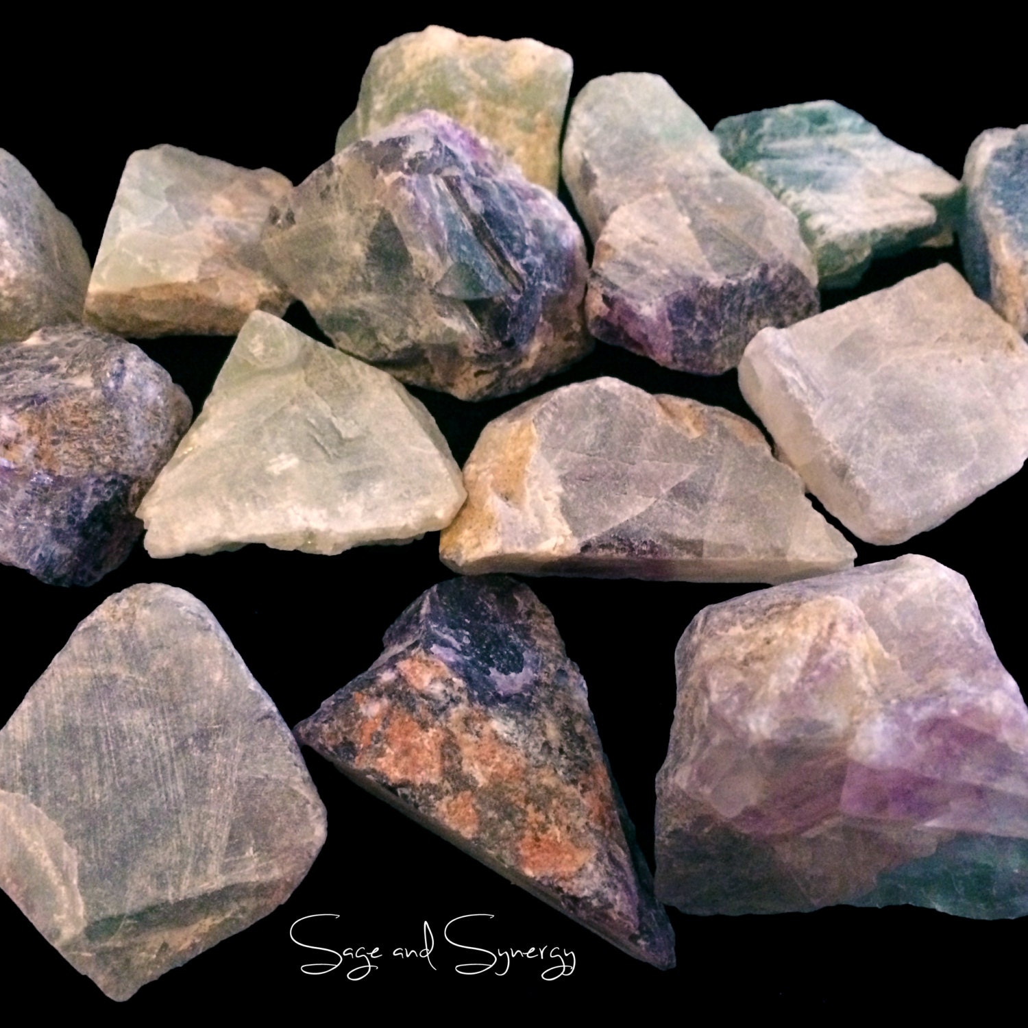 Raw Rainbow Fluorite Multi-color Mineral Crystal Healing